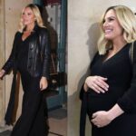 Μαλέσκου: Με μάξι μαύρο φόρεμα και δερμάτινο στον 9ο μήνα της εγκυμοσύνης - Το τρυφερό στιγμιότυπο