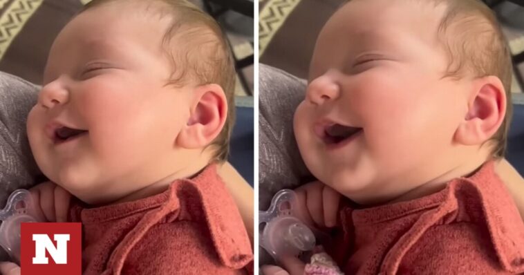 Μωρό ξεκαρδίζεται στα γέλια ενώ κοιμάται (vid)