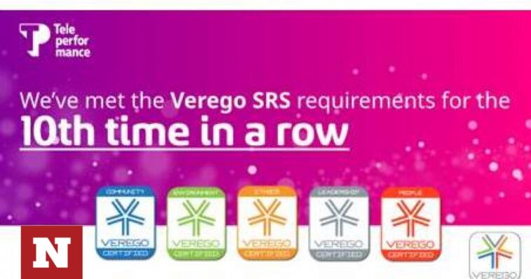 Teleperformance: Για 10η συνεχή χρονιά πιστοποίηση εταιρικής κοινωνικής ευθύνης από την Verego