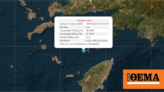 Σεισμός 4,4 Ρίχτερ στη Σύμη, αισθητός και στο Χατάι της Τουρκίας